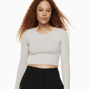 Aritzia White Long Sleeve Crop Top